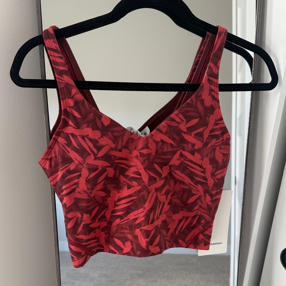 Red Patterned Lululemon align Crop Top